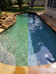 Green pool service before and after picture of a nice swimming pool