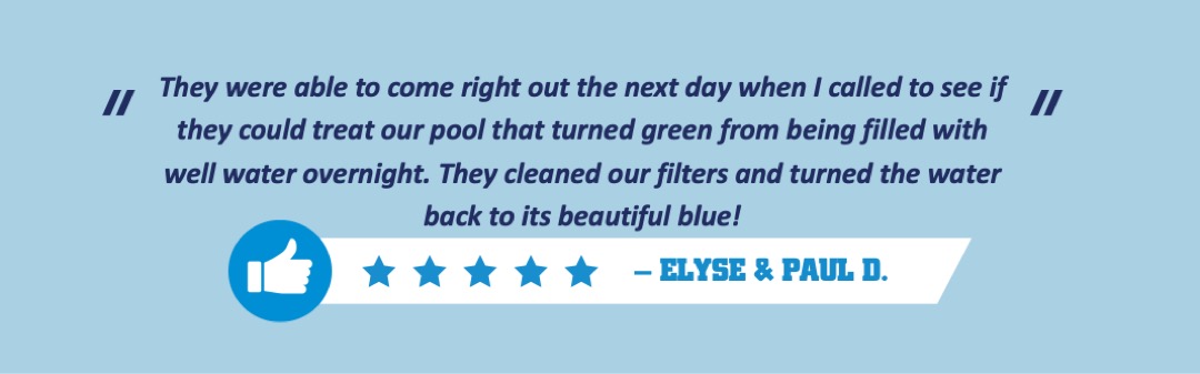 Customer review sharing the green pool service was excellent