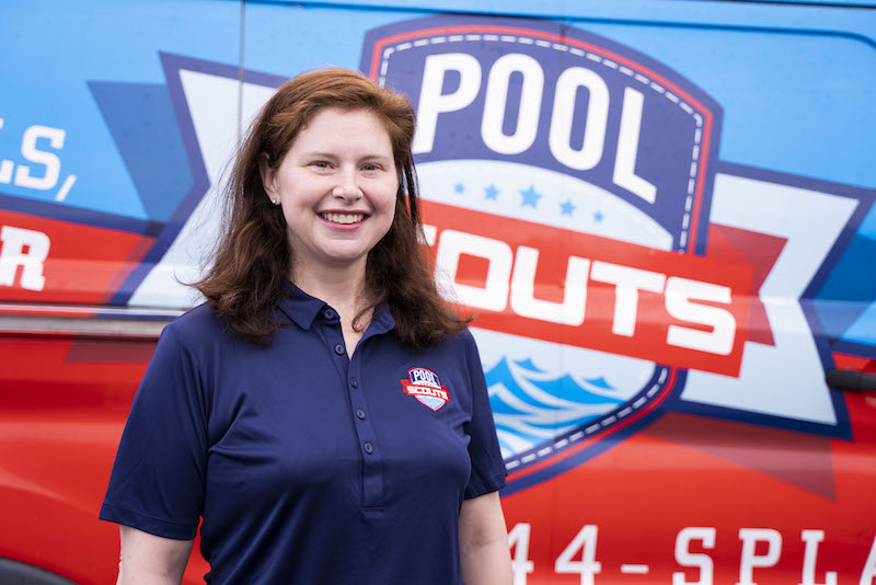 Pool Scouts of Chicago owner Sam Bankmann in front of Pool Scouts van