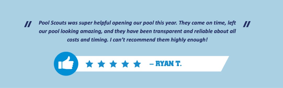 Positive review from a recent Pool Scouts customer saying that the pool opening service was great and professional