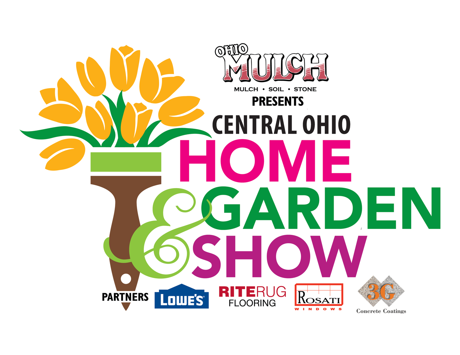 Logo with flowers for the Central Ohio Home & Garden Show and highlighting the sponsors
