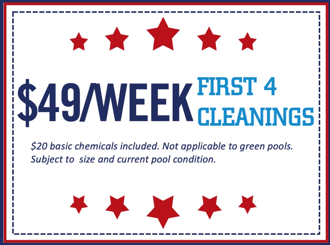Coupon highlighting $49/week for first four pool cleanings