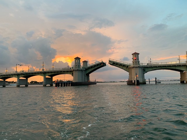 Bridge in St. Johns County opening at sunset