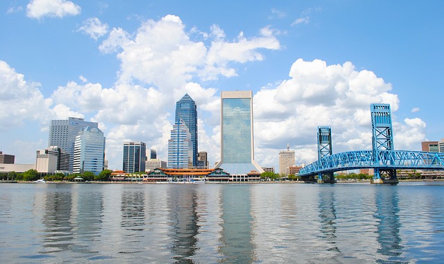Downtown Jacksonville cityscape on a sunny day
