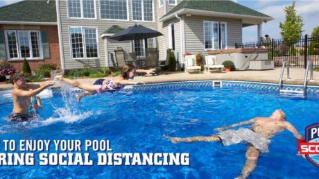 Family enjoying pool on a sunny day