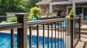 Image of in-ground pool with safety fence installed