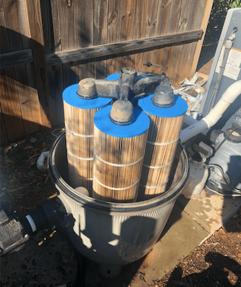 Dirty pool filters that haven't been cleaned properly