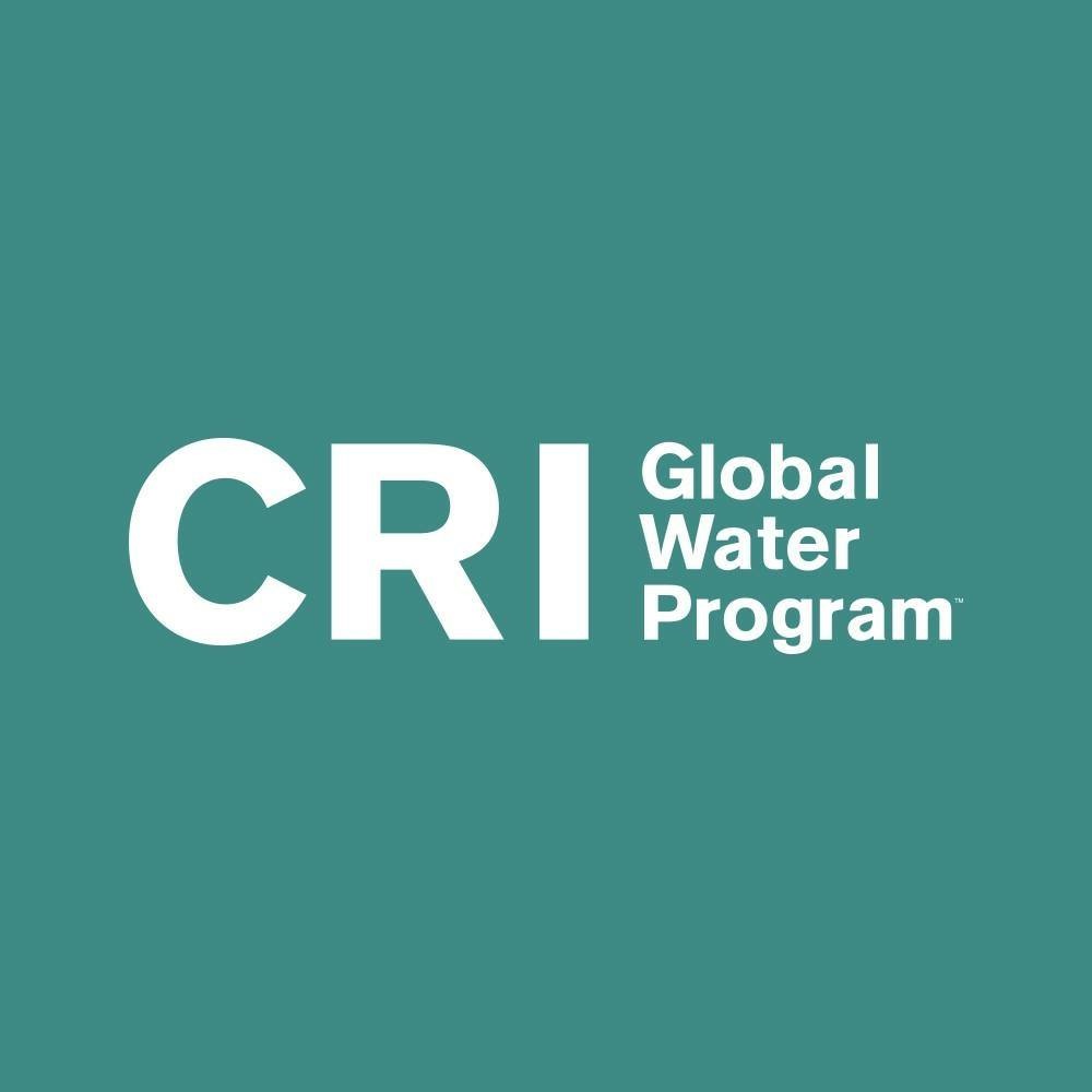 Teal and white logo for CRI Global Water Program