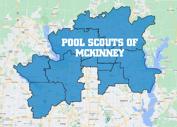 Territory map highlighting the service area for Pool Scouts of McKinney