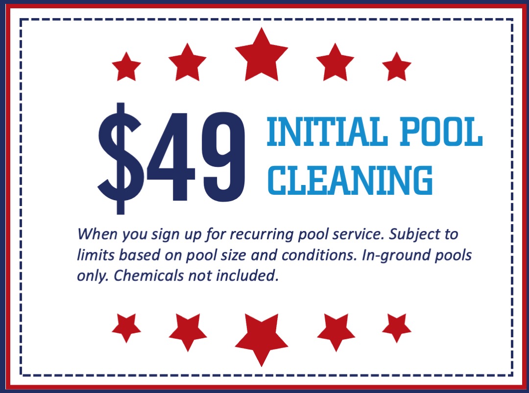 Coupon highlighting $49 for first pool cleaning when you sign up for recurring service