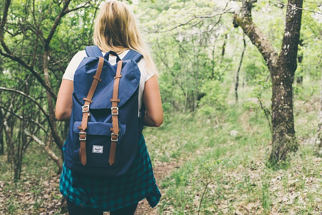 Woman hiking on a trail in Columbia, TN