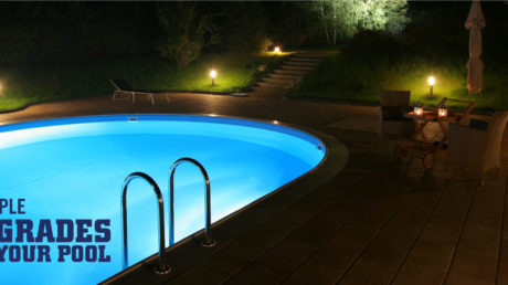 Pool lit up at night