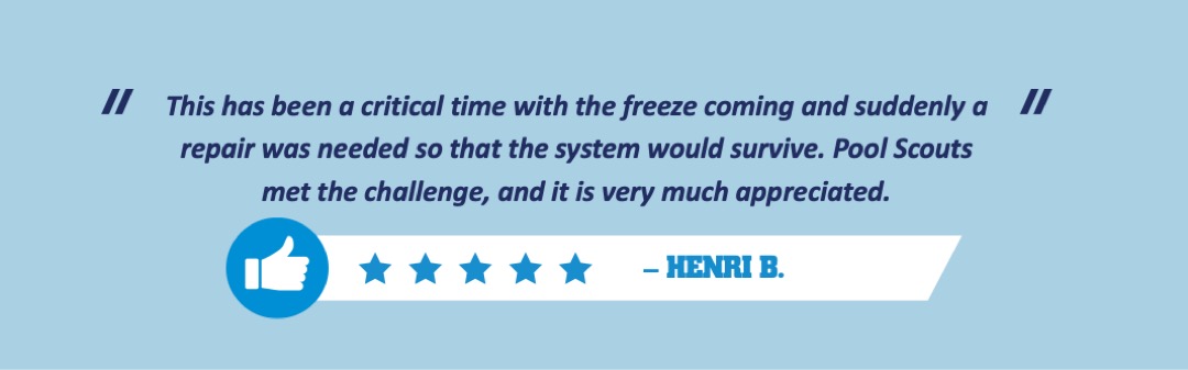 Positive review from customer for winter pool repair service