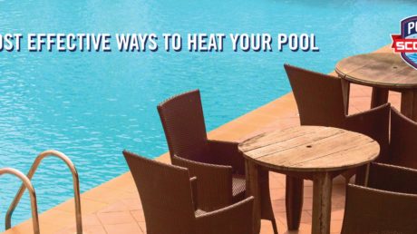 Outdoor furniture overlooking a clean swimming pool