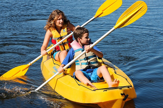 Mother and Son Kayaking