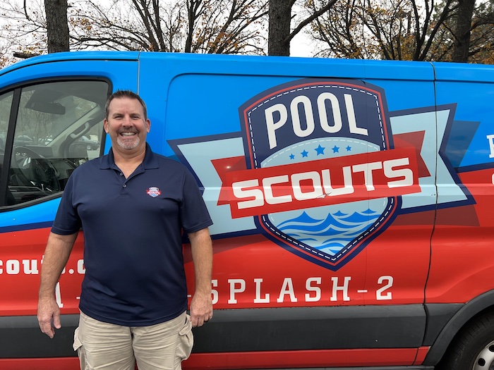 Pool Scouts of Scottsdale owner Don in front of a Pool Scouts van