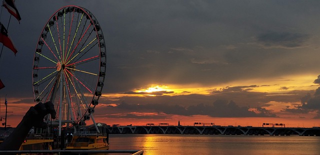 Ferris Wheel on the National Harbor at sunset