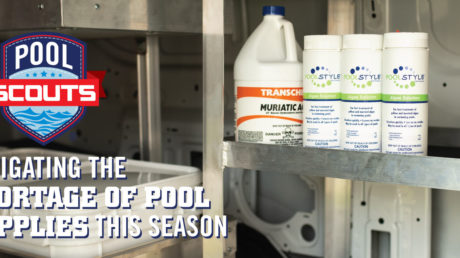 Pool chemicals on shelf