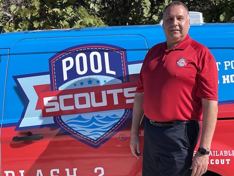 Pool Scouts of the Space Coast owner Jim Stepnoski with Pool Scouts van