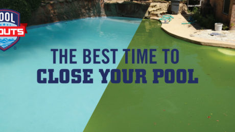 Before and after photo of a green pool service with Pool Scouts