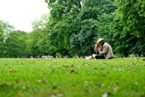 Couple picnicking in a park 