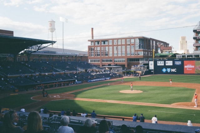 The Durham Bull stadium during a baseball game