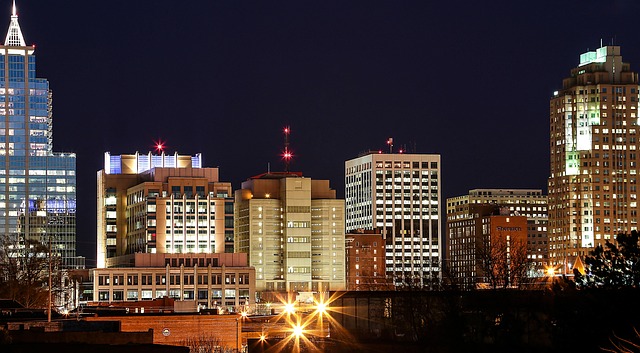 Raleigh skyline at night
