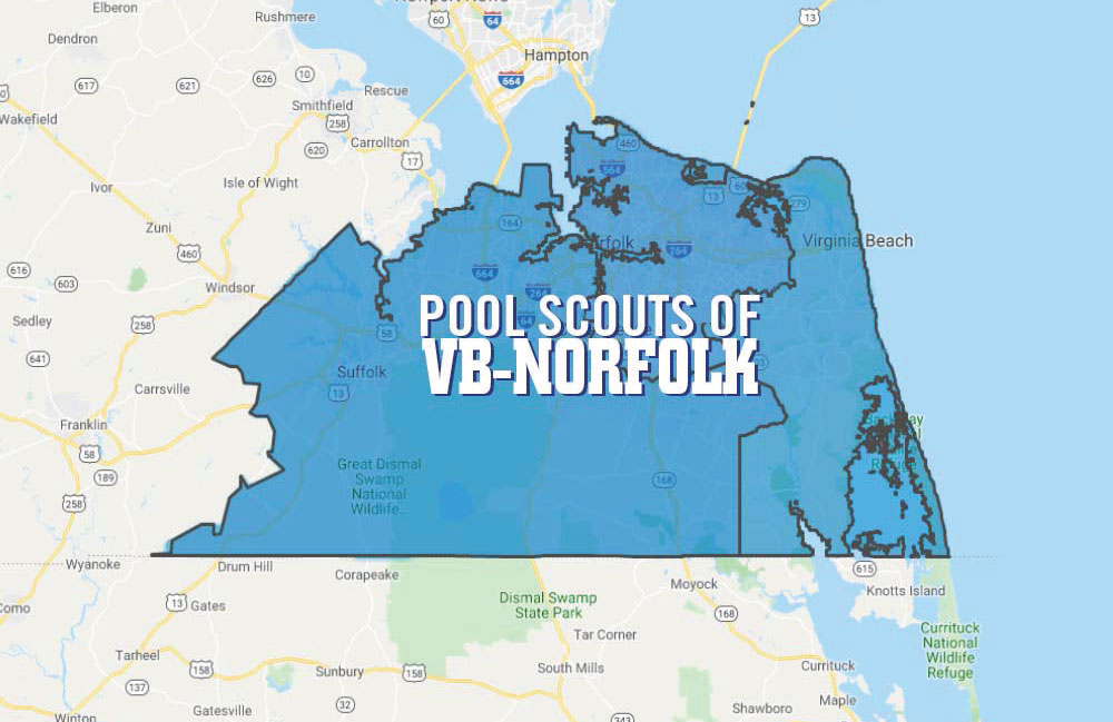 Territory map of Pool Scouts of Virginia Beach and Norfolk