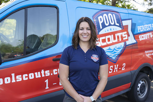 Pool Scouts of the Wasatch Front owner in front of Pool Scouts van