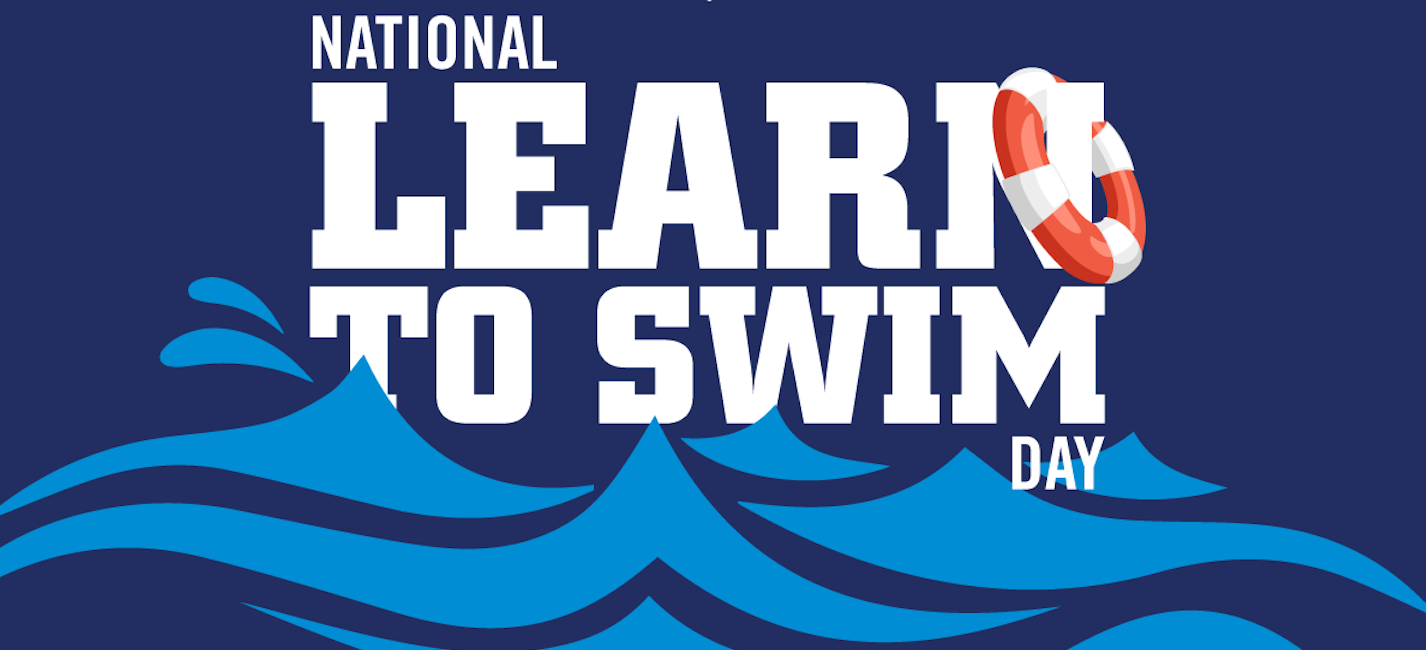 National Learn to Swim Day logo on waves