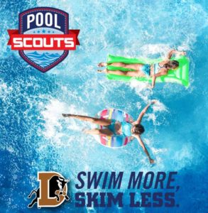 Girls Swimming in Pool with Durham Bulls Logo - 'Swim More, Skim Less'