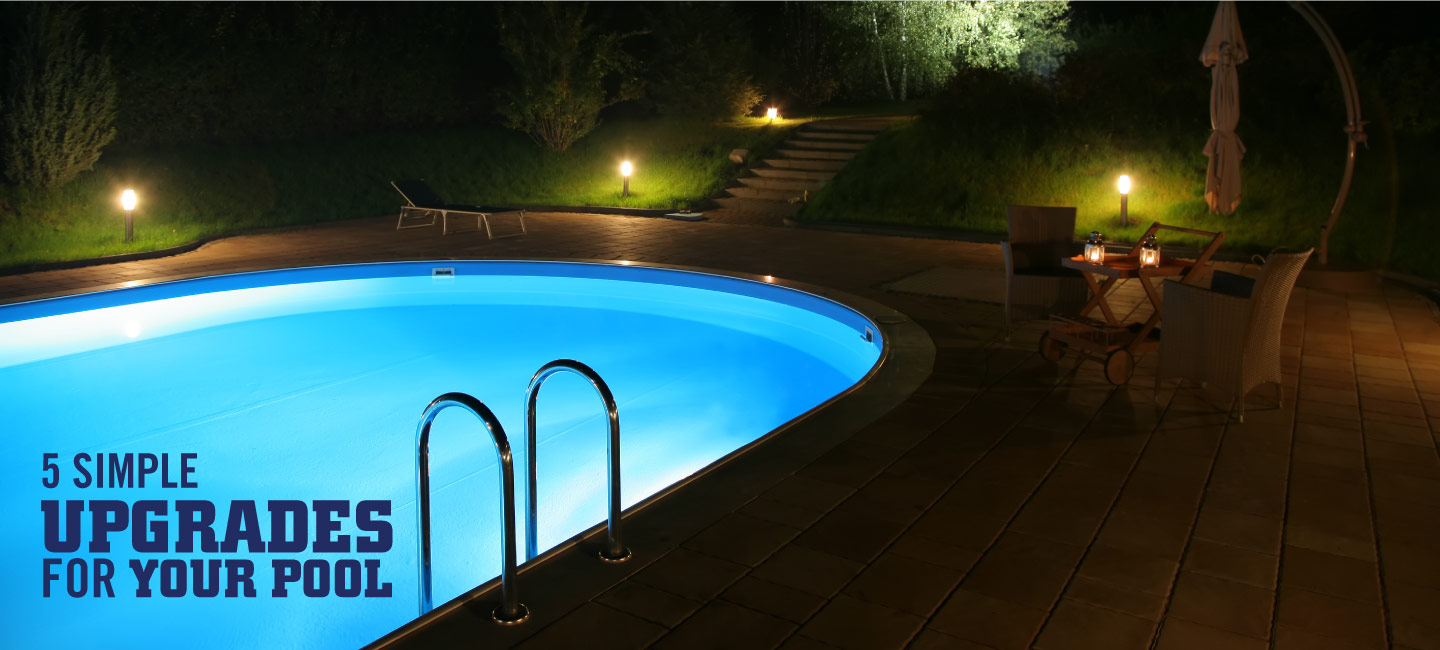 Pool lit up at night